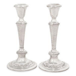 Appraisal: A Pair of American Silver Candlesticks Gorham Mfg Co Providence