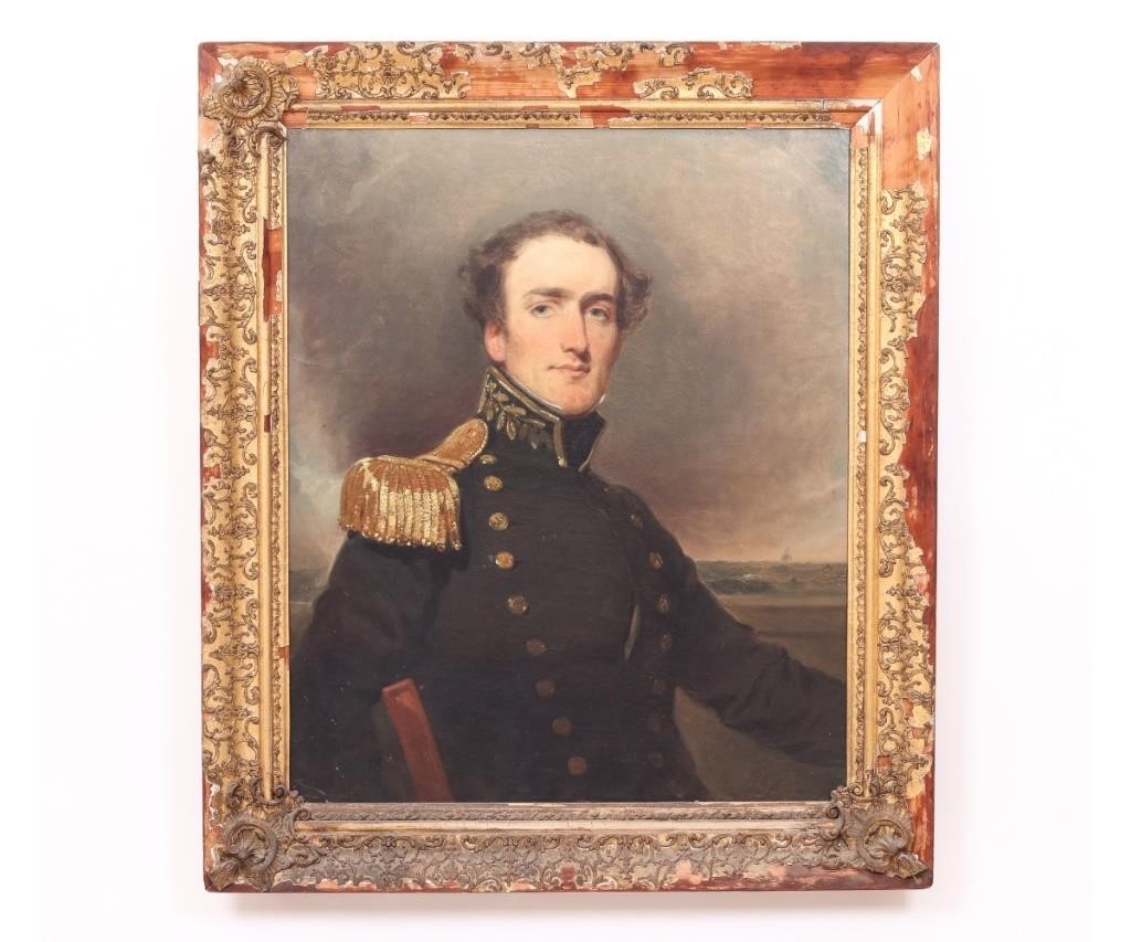 Appraisal: Oil on canvas portrait of James Laurence Lardner in the