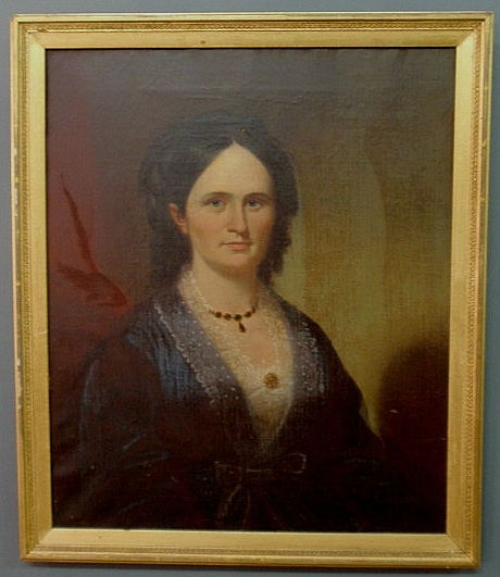 Appraisal: Oil on canvas portrait attributed to George Caleb Bingham of