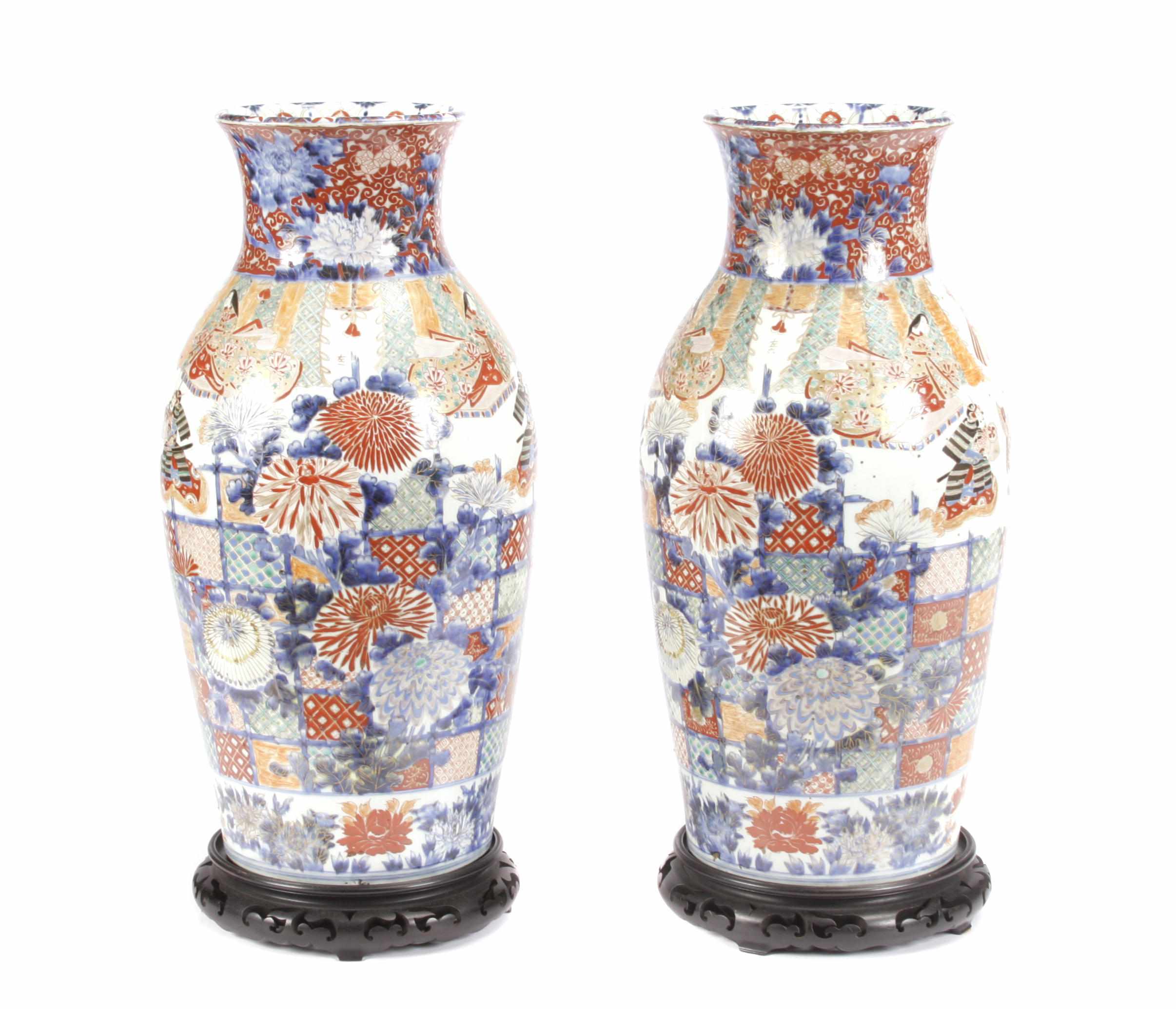 Appraisal: A large pair of Japanese Imari style floor vases height