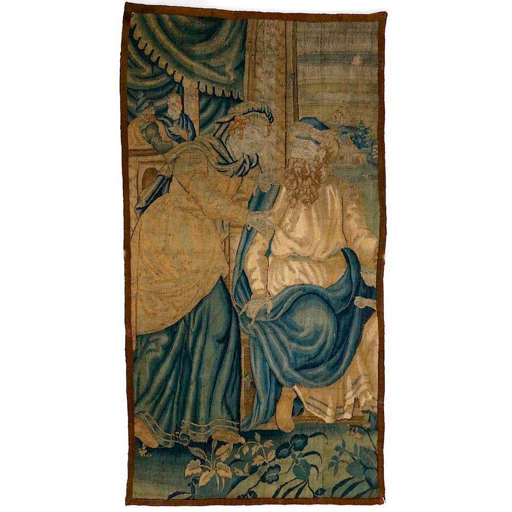 Appraisal: A th century continental tapestry fragment Dimensions inches high x