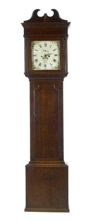 Appraisal: A GEORGE III OAK LONGCASE CLOCK the painted dial with