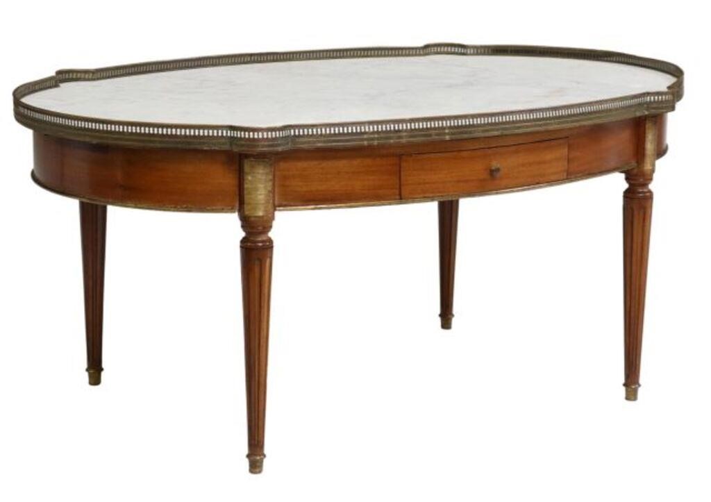 Appraisal: French Louis XVI style marble-top mahogany coffee table th c