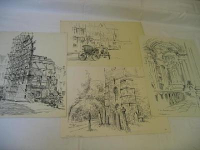 Appraisal: DAVID WILLIAM BURLEY St Nicholas Church Surrey pen drawing signed