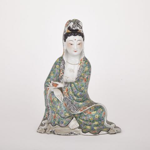 Appraisal: Famille Rose Figure of Guanyin first-half of th Century SIGNED