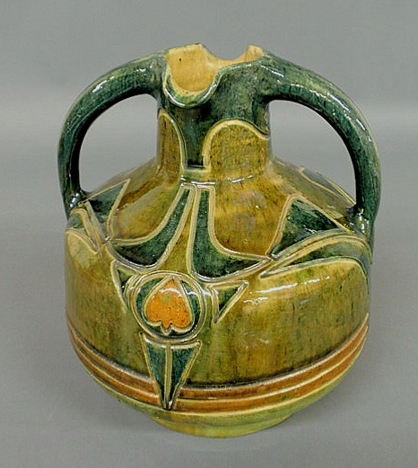 Appraisal: Wedding jug early th c with green and orange glaze