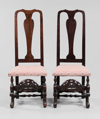 Appraisal: Pair William and Mary Style Chairs American late th century