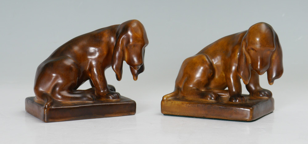 Appraisal: ROOKWOOD HOUND DOG BOOKENDS shape figural hound dog or basset