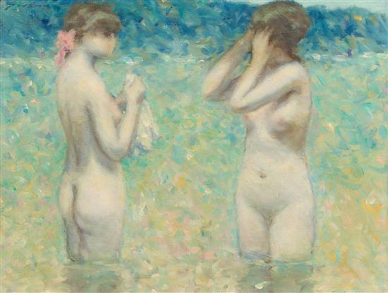 Appraisal: Sale Lot Andre Gisson American Two Nudes oil on canvas