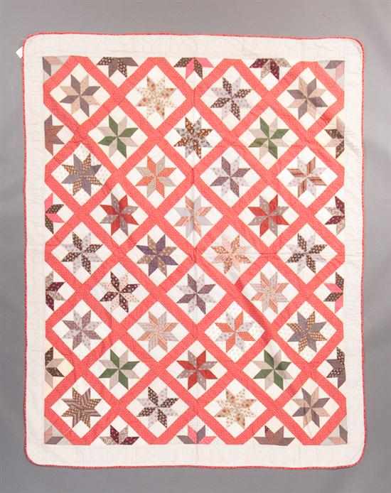 Appraisal: American cotton patchwork quilt in the ''Star Field'' pattern first