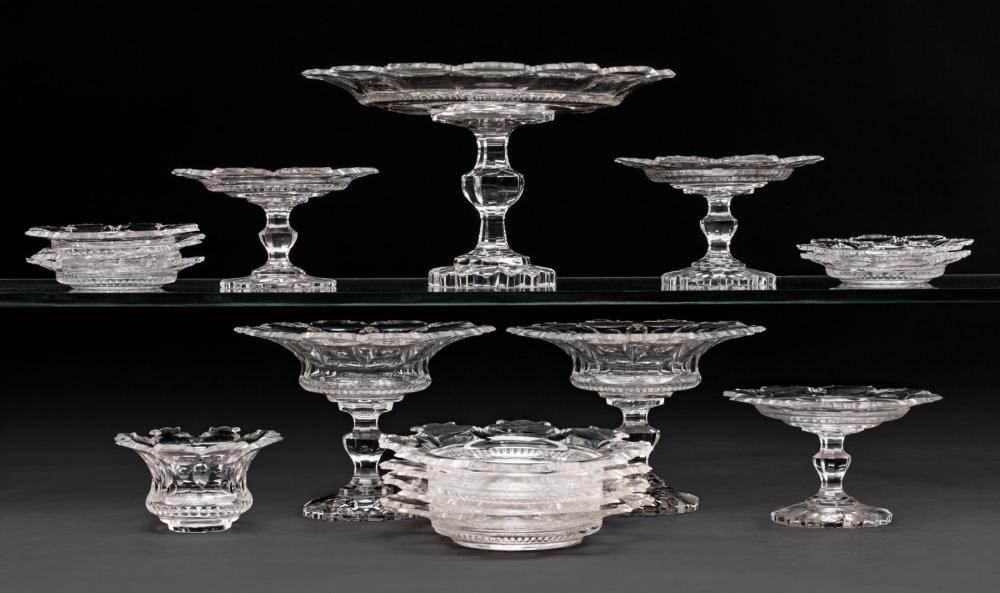 Appraisal: Sixteen Anglo-Irish Cut Crystal Table Objects incl tazza h in