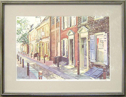 Appraisal: David Coolidge lithograph titled Elfreth's Alley x together with a