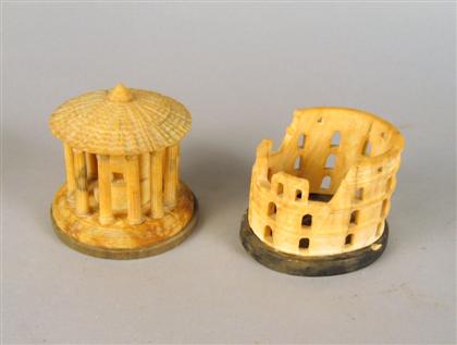 Appraisal: Two Italian Grand Tour style alabaster models of ruins Tallest