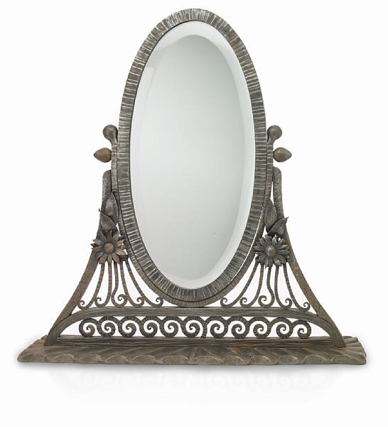 Appraisal: A French Art Deco table mirror circa wrought-iron and mirrored