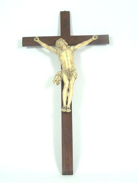 Appraisal: An th century Flemish crucifix the ivory corpus crowned with