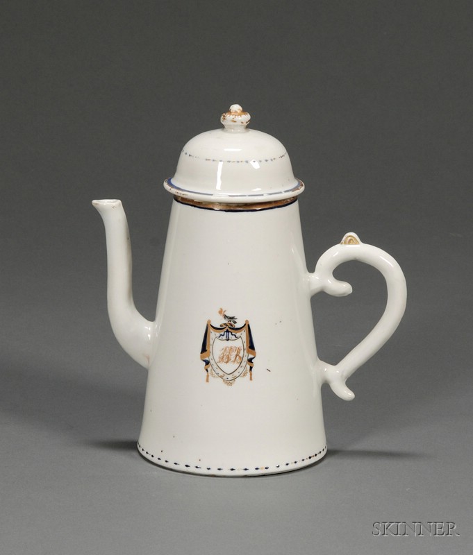 Appraisal: Chinese Export Porcelain Armorial Coffeepot made for the American market