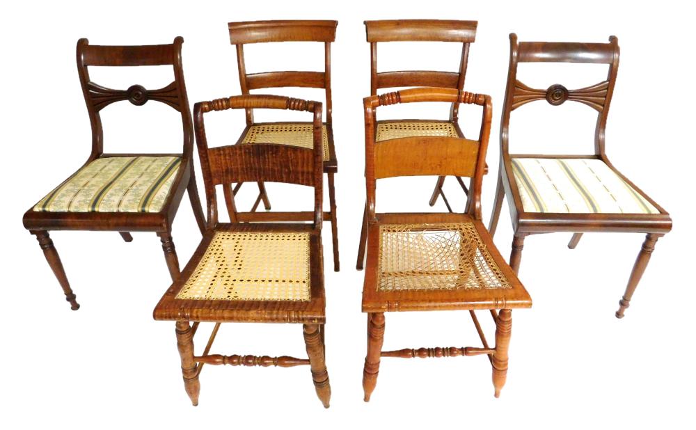 Appraisal: Six th C American side chairs all with horizontal splats