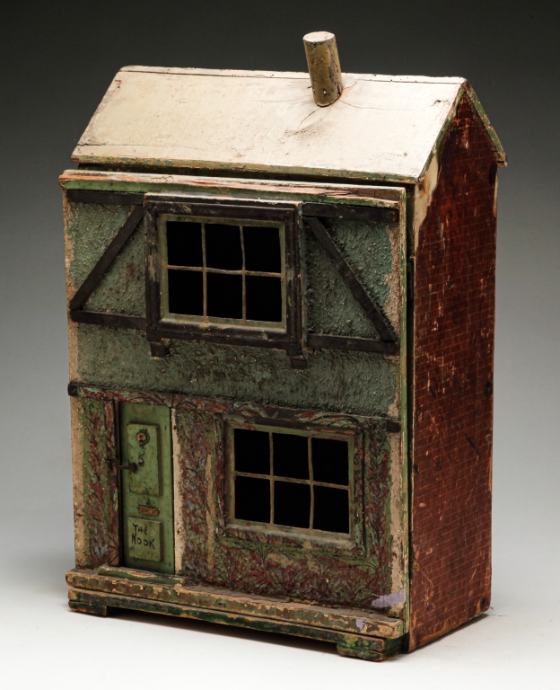 Appraisal: AMERICAN FOLKSY DOLL HOUSE Early th century Made from box