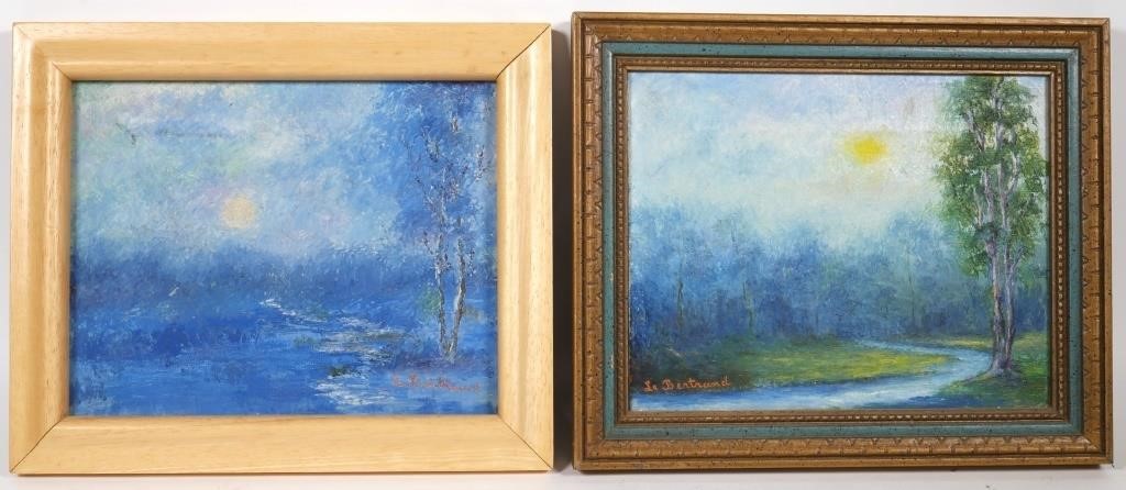 Appraisal: Two oil on canvas landscapes each signed Le Bertrand Appears