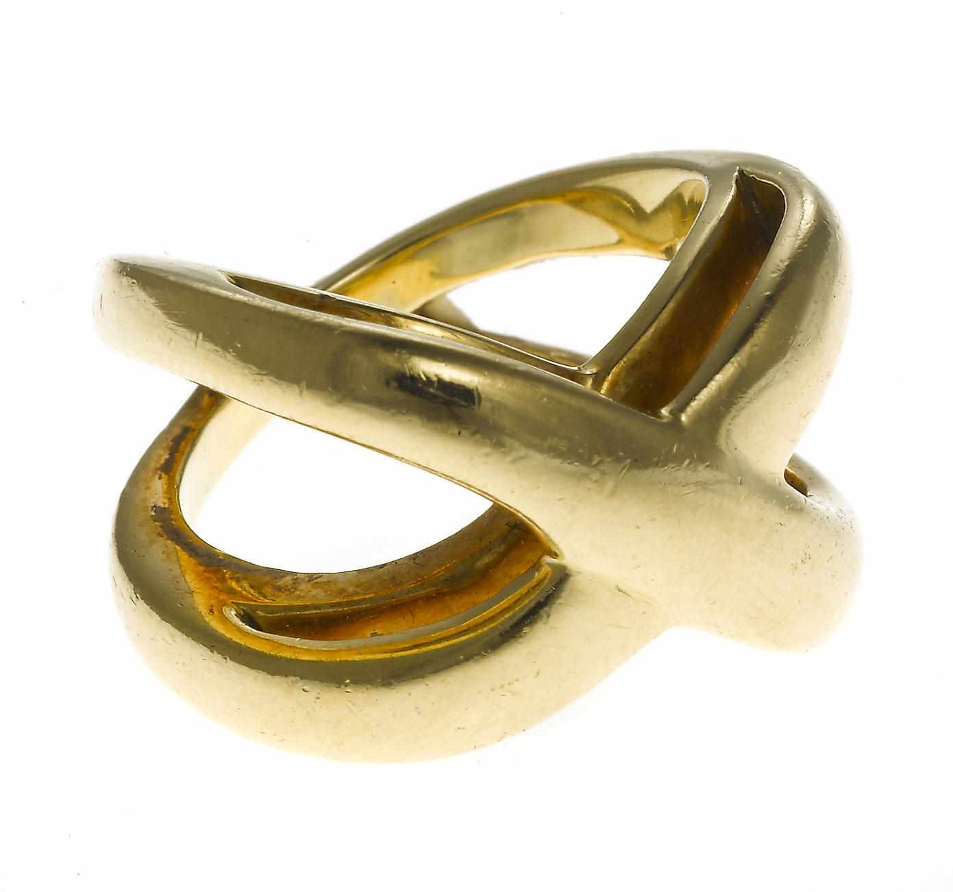 Appraisal: An eighteen karat yellow gold ''x'' ring Tiffany Co signed