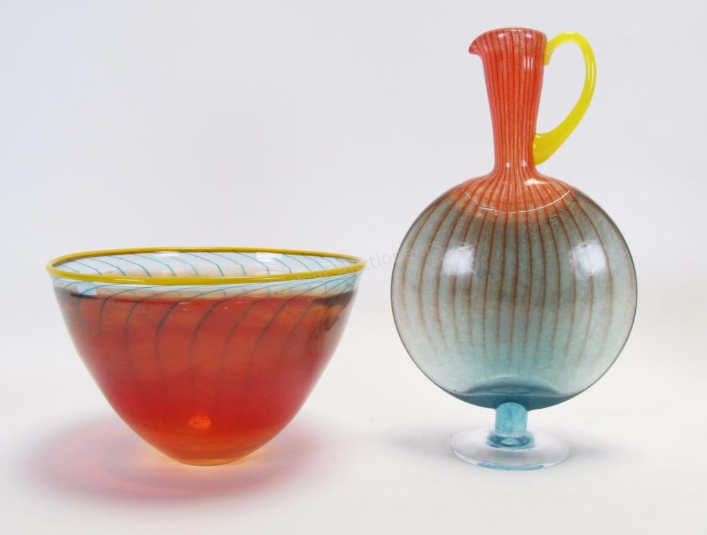 Appraisal: Kosta Boda Kjell Engman Art Glass Bowl and Ewer red