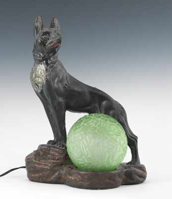 Appraisal: Cast Plaster Dog Lamp Painted cast plaster novelty lamp of