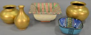 Appraisal: Group of five ceramic vases including Dorothy Hafner bowl Mackenzie