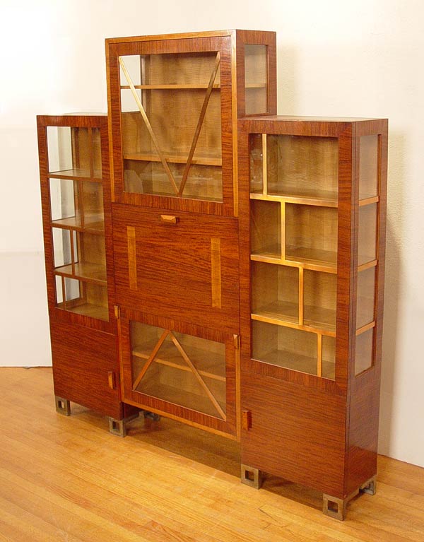 Appraisal: SADDIER FRENCH ART DECO WALL UNIT Wall unit of multi