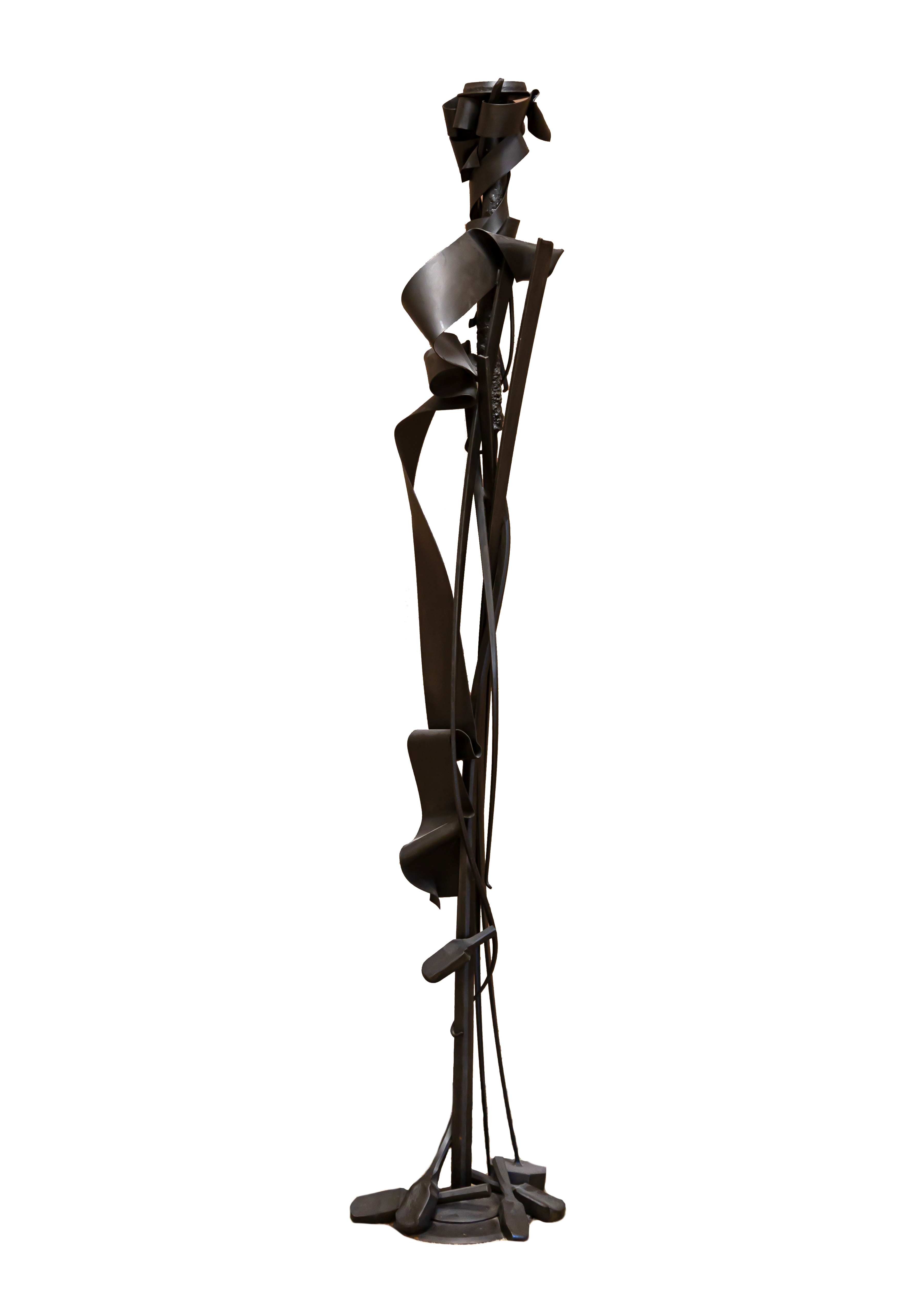 Appraisal: ALBERT PALEY AMERICAN B FLOOR CANDLEHOLDER forged and painted steel