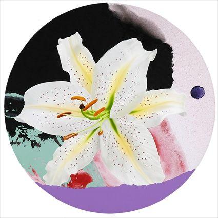 Appraisal: AMERICAN SCHOOL THE WHITE LILY Acrylic on round canvas in