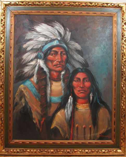 Appraisal: Rick Wisecarver Oil on Canvas of Native American man and