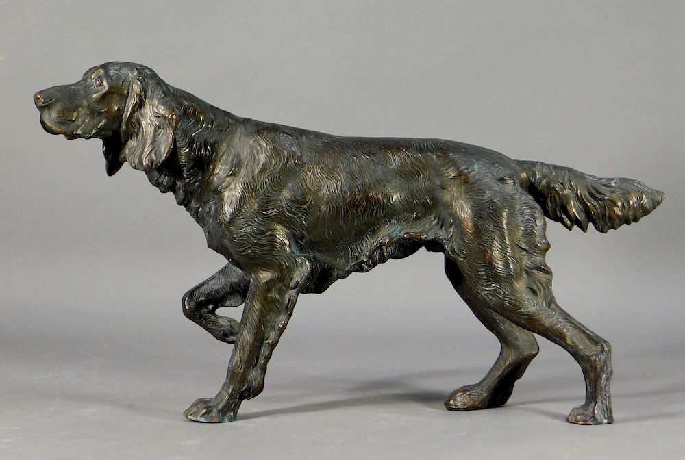 Appraisal: C English Patinated Spelter Setter Dog Sculpture England th Century