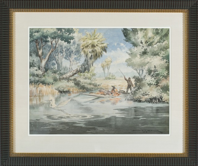 Appraisal: th c Watercolor on Paper Untitled Marsh Scene Illegible signature