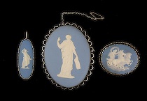 Appraisal: Three Large Wedgwood Light Blue Jasper Medallions ca th Century