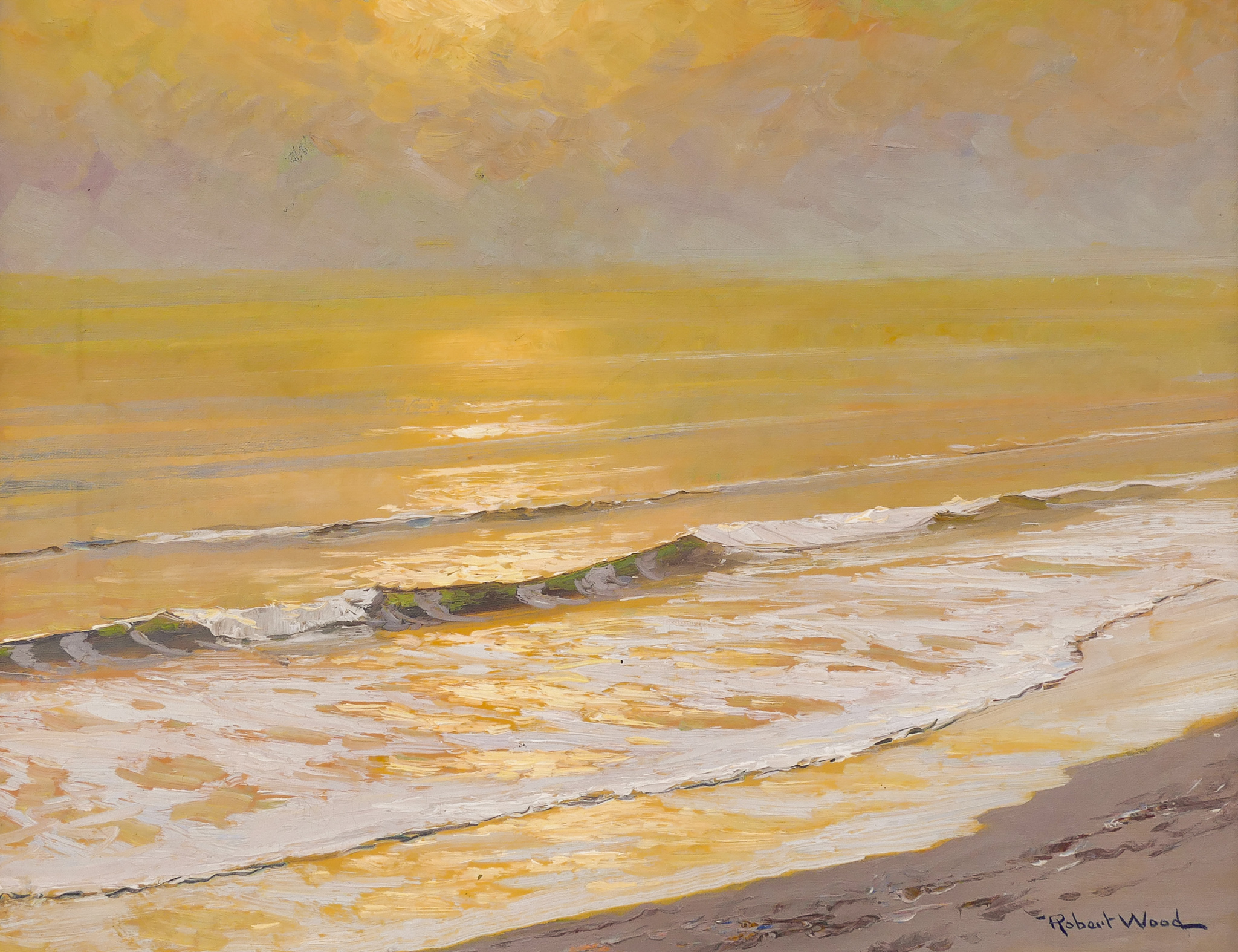 Appraisal: Robert Wood - American ''Sunset Seascape'' Oil on Canvas ''x