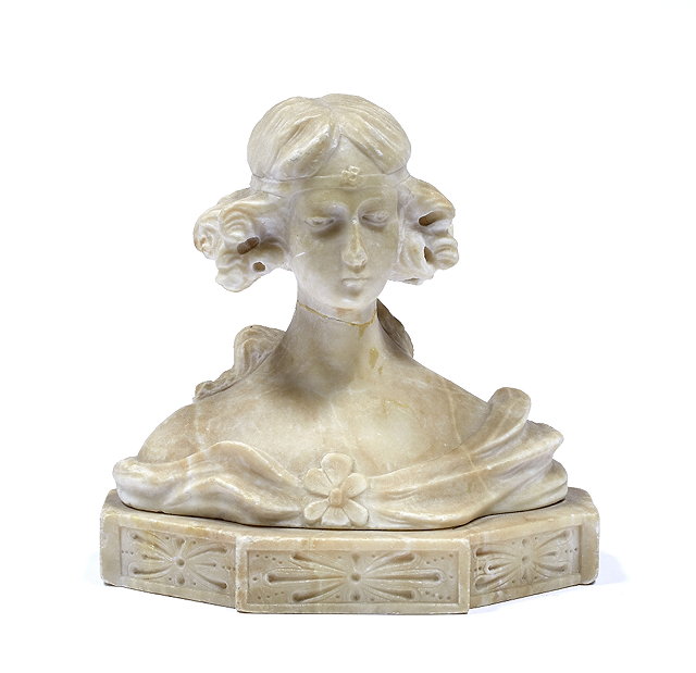 Appraisal: An alabaster Florentine style bust of a girl th Century