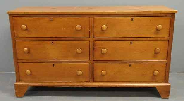 Appraisal: Pine chest of drawers c with straight bracket feet h