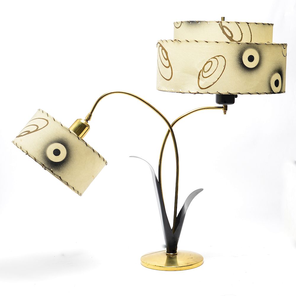 Appraisal: Mid-Century Modern Table Lamp w Fiberglass Shades Mid-century modern table