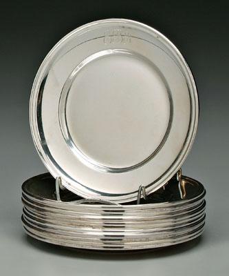 Appraisal: Twelve Gorham sterling plates round with stepped border marked quot