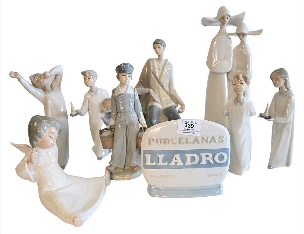 Appraisal: Eight Piece Lot of Porcelain Lladro Figures to include several