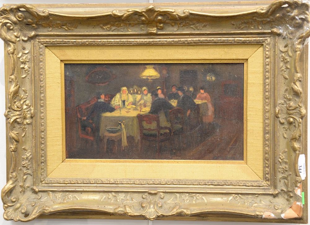 Appraisal: Jerome Myers - oil on board At the Dinner Table