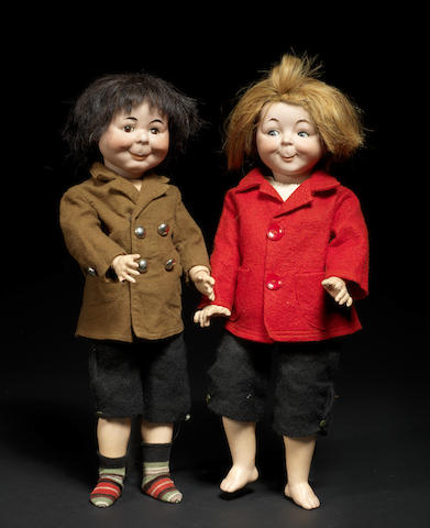 Appraisal: Max and Moritz' Comic Strip Character bisque head dolls The