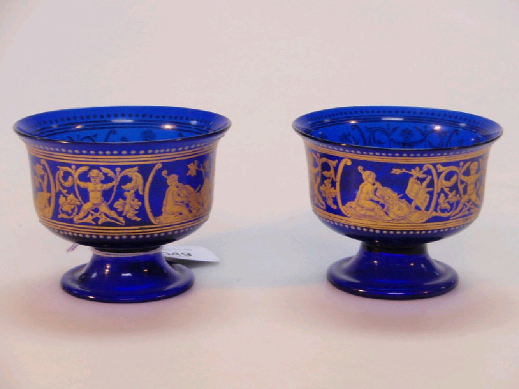 Appraisal: Two Victorian Bristol blue glass bowls in the style of