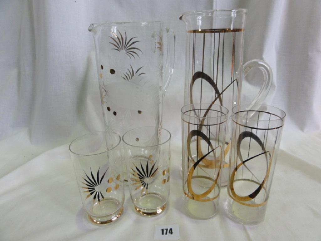 Appraisal: Two glass lemonade sets one comprising of a tall jug