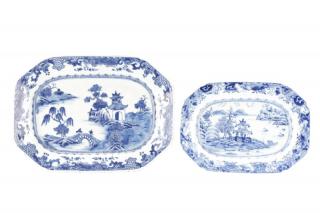 Appraisal: Two Chinese Export Blue White Porcelain Platter Chinese mid th