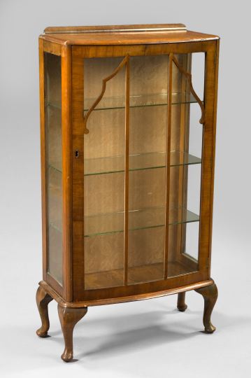 Appraisal: Louis XV-Inspired Mahogany Vitrine the gently bowed front with a