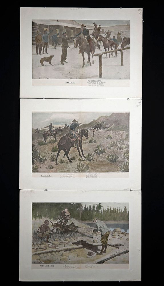 Appraisal: Remington Prints - Oo-Yah Last Shot At Last Frederic Remington