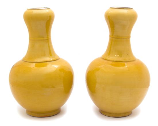 Appraisal: Sale Lot A Pair of Chinese Yellow Glazed Porcelain Vases