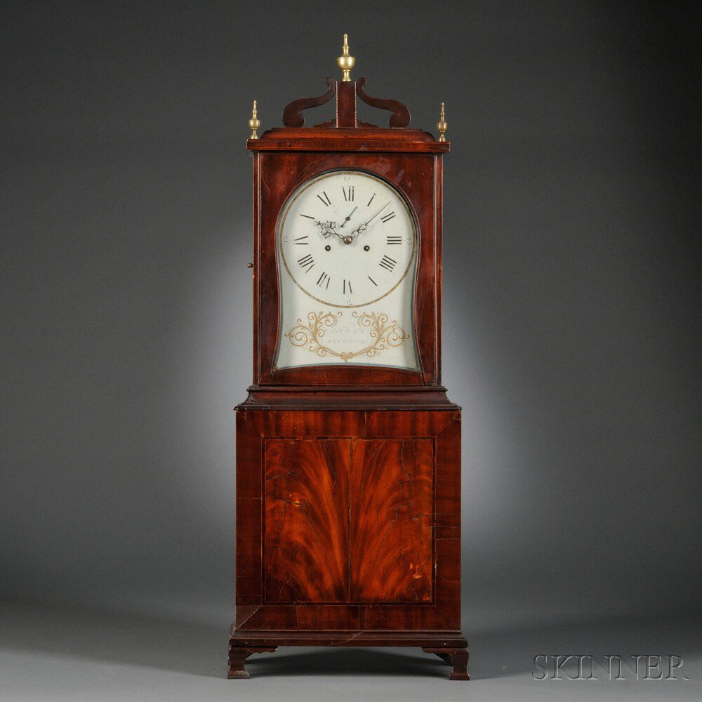 Appraisal: Asa Hall Mahogany Shelf Clock Plymouth Massachusetts c the scrolled