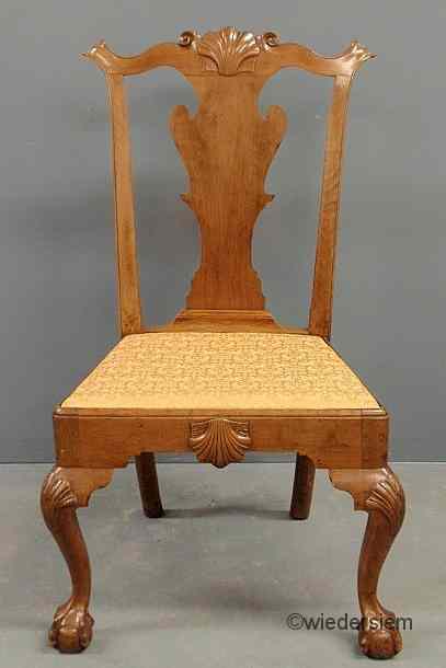 Appraisal: Philadelphia Chippendale mahogany side chair c with a shell carved